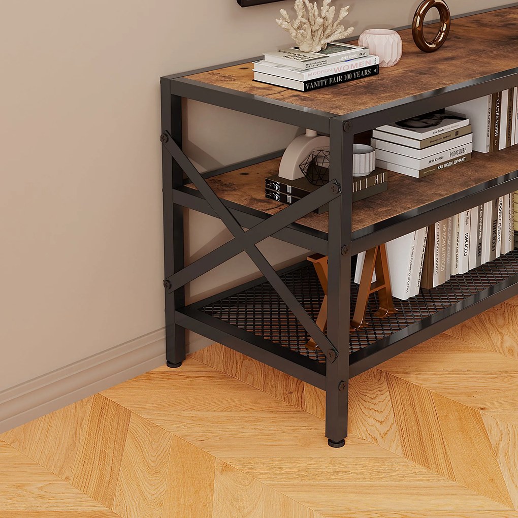 Szafka rtv pod telewizor stojak vintage do salonu rustykalny brąz retro