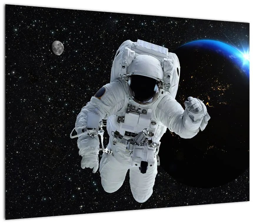 Obraz na szkle - Astronauta w kosmosie (70x50 cm)