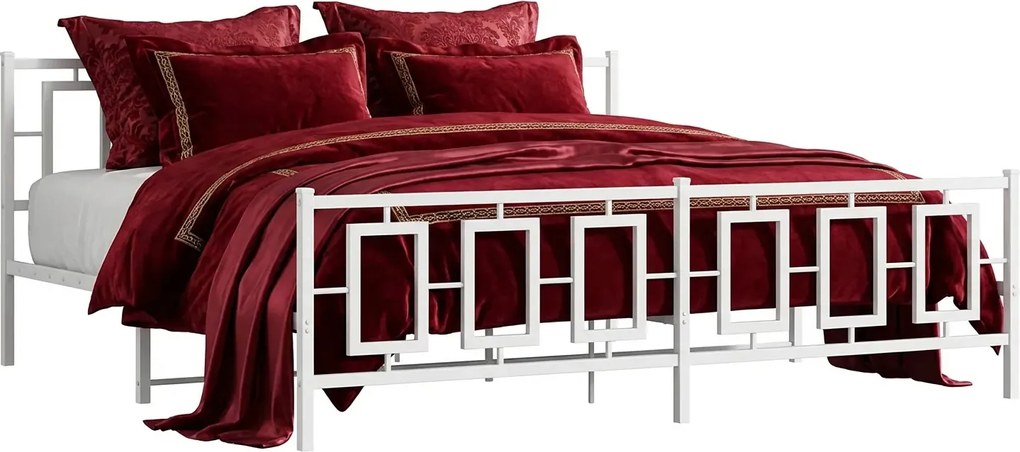 Białe metalowe łóżko małżeńskie 180x200 cm B9-T48