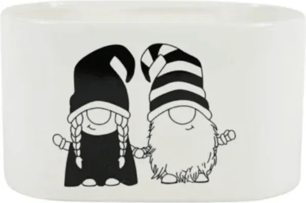 Świąteczna doniczka GNOME LOVE ceramiczna 19,5x11 cm, biała