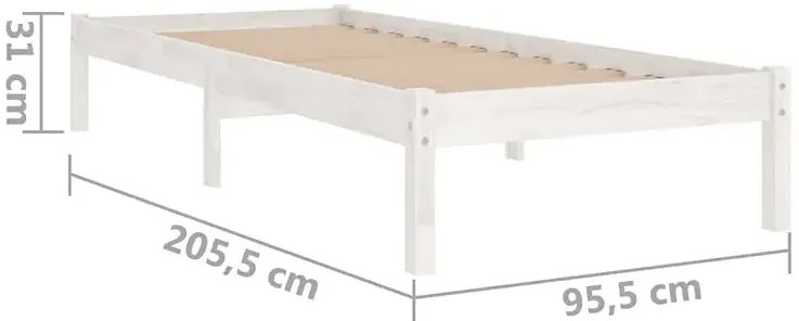 Pojedyncze białe sosnowe łóżko 90x200 cm R7-A25