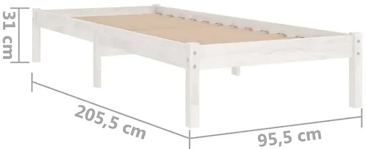 Pojedyncze białe sosnowe łóżko 90x200 cm - Selvis 3X