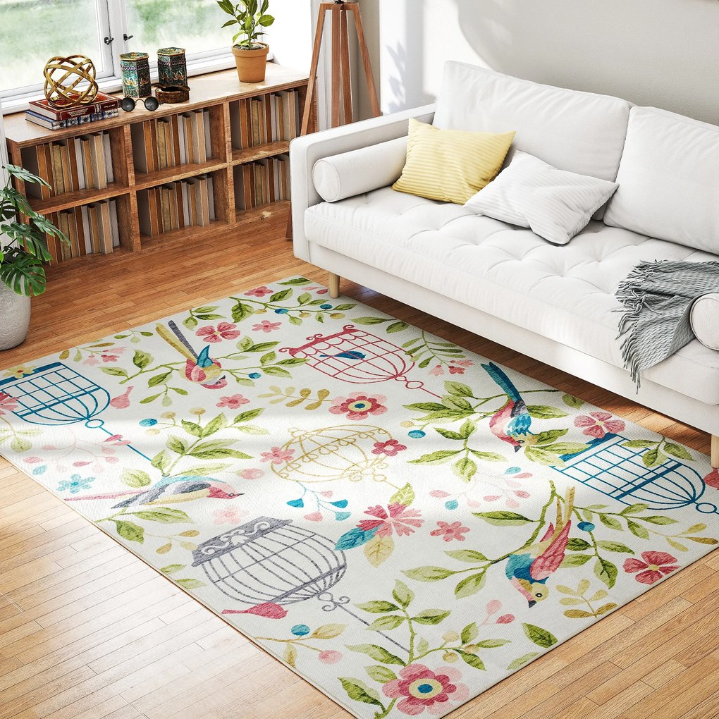 HOMCOM Dywan wiejski, wszechstronny, poliester, łatwa pielęgnacja, antypodłogowy, kolorowy