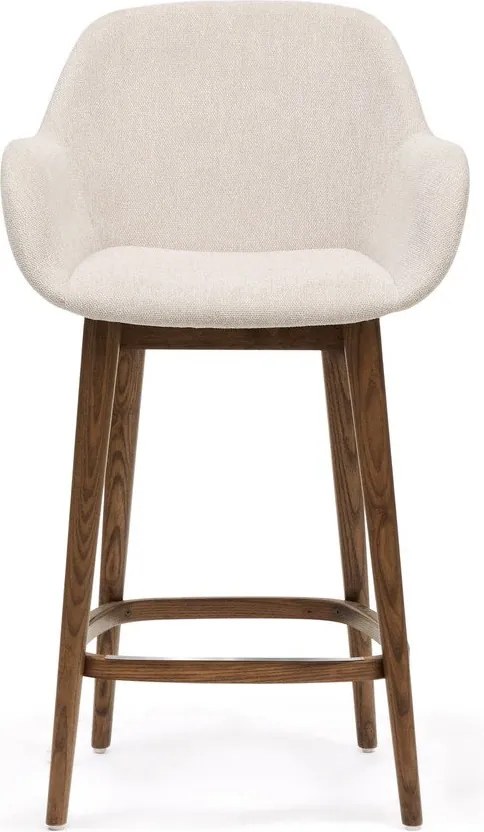 Beżowy tapicerowany hoker z podłokietnikami (wysokość siedziska 66 cm) Konna – Kave Home