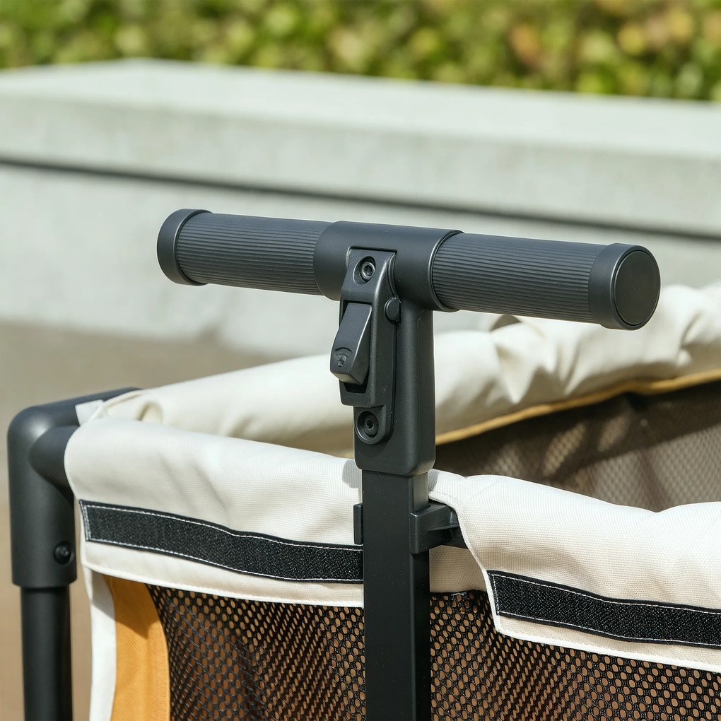 Składany Wózek dla Psów i Kotów PawHut do 30 kg, 110 x 65 x 102 cm, Brązowy