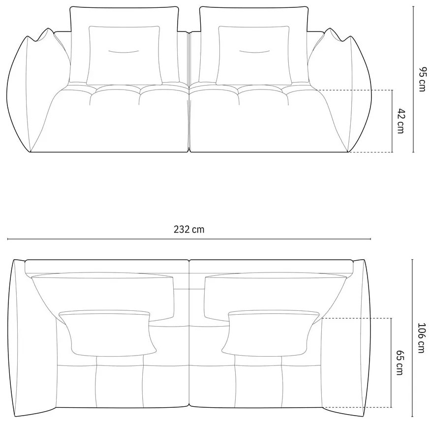 Czerwona sofa 232 cm Bloom – Micadoni Home