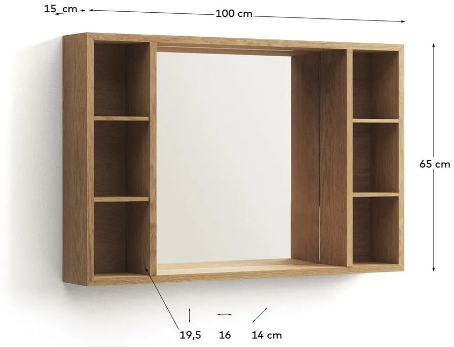 Wisząca szafka łazienkowa z litego drewna tekowego z lustrem 100x65 cm Parana – Kave Home
