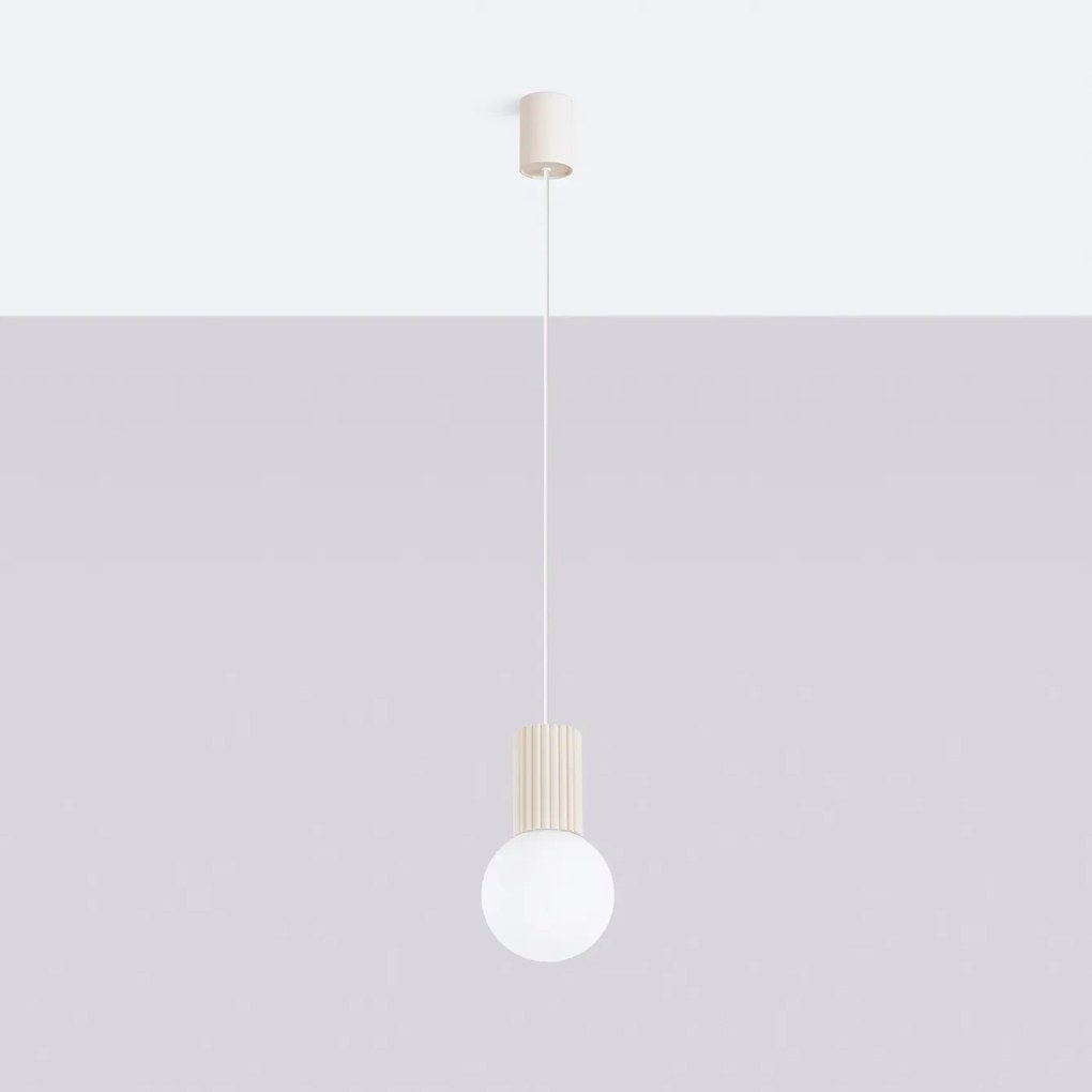 Lampa wisząca HALO 1 beżowa ryflowana  SOLLUX  LIGHTING