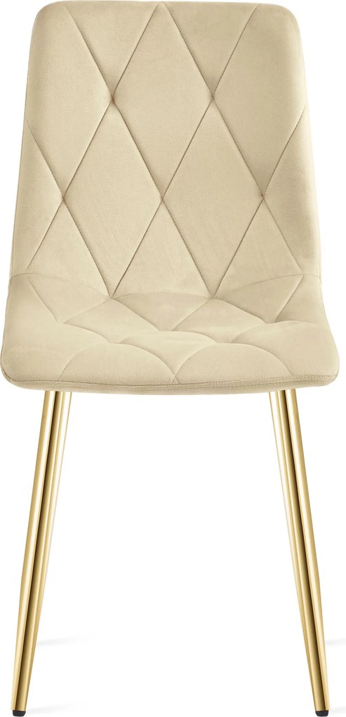 Jasnobeżowe aksamitne krzesło do jadalni LIBRA ze złotymi nogami