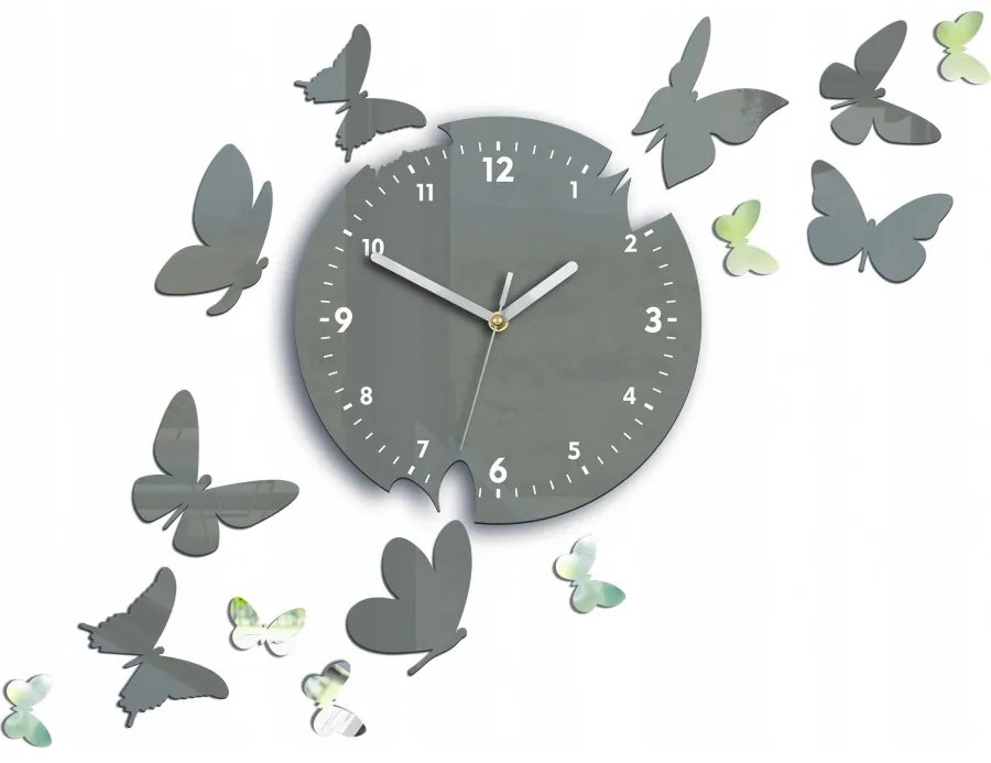 Zegar ścienny nowoczesny cichy do salonu lub sypialni akrylowy z motylami