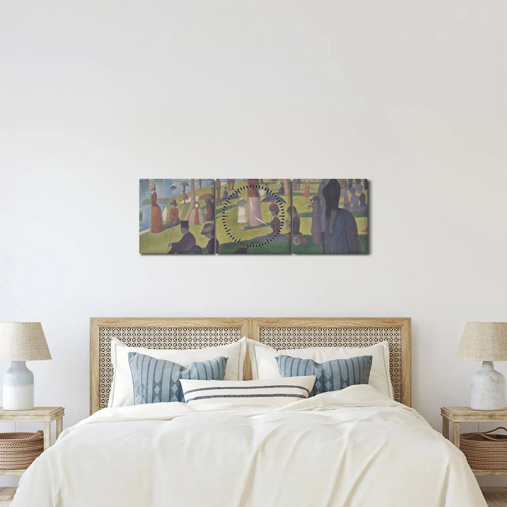 Obraz - Georges Seurat, A Sunday on La Grande Jatte, reprodukcje (z zegarem) (90x30 cm)