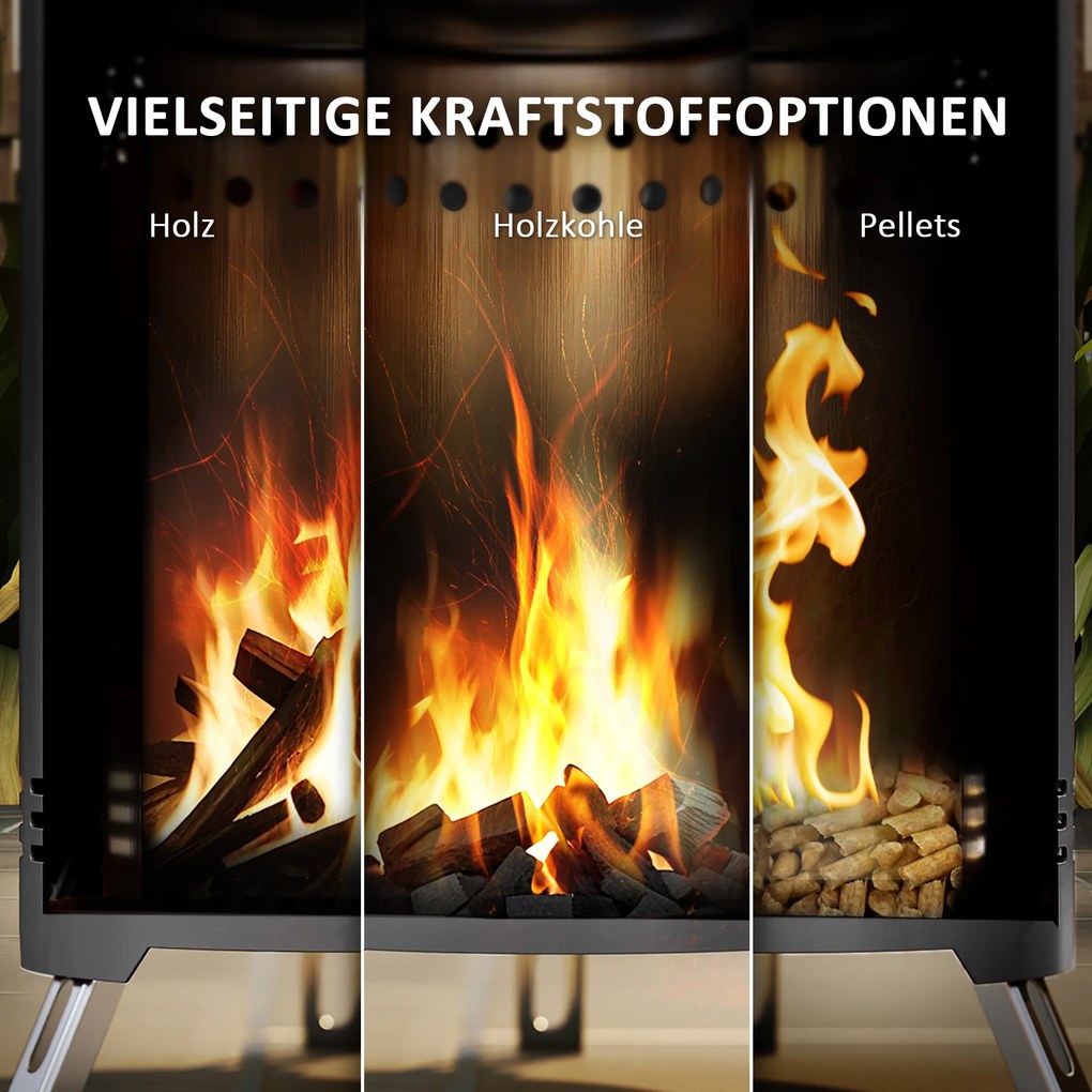 Outsunny Misa Ogniowa Ø16x25cm ze Stali Nierdzewnej z Pogrzebaczem, Bezdymne Palenisko Szare