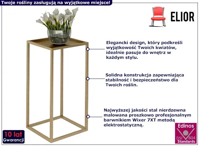 Nowoczesny złoty stojak na kwiaty - Shiner 4X