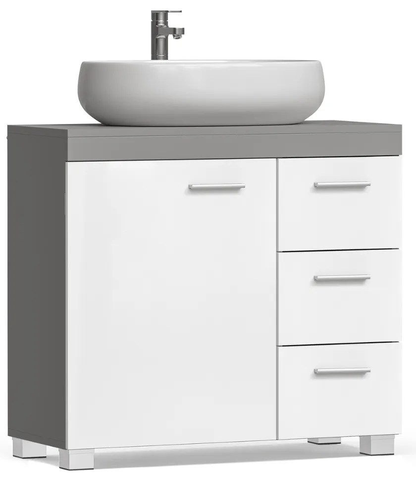 Szafka pod umywalkę IVY, 30x70x64 cm, biała/szara Vasagle