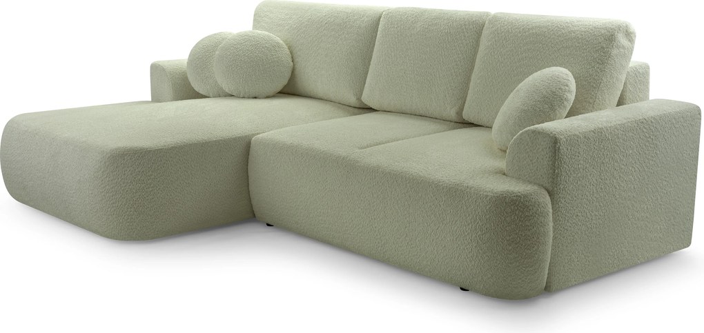 Masseno Narożnik FILO z funkcją spania i pojemnikiem na pościel Narozniki L, Rozkładana sofa - Zielony, CORAL 55