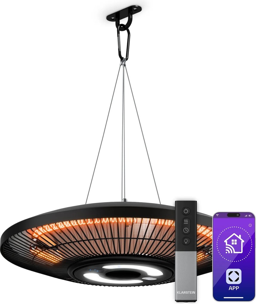 Klarstein LumiHeat Smart 2000W 15m² Promiennik Podczerwieni Sufitowy Czarny