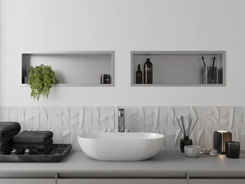 Mexen X-Wall-R półka wnękowa z kołnierzem 60 x 20 cm, inox - 1910602010