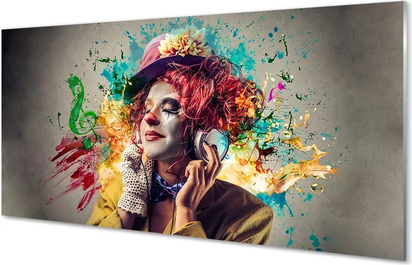 Panel szklany do Kuchni Artystyczny Klaun i Muzyka