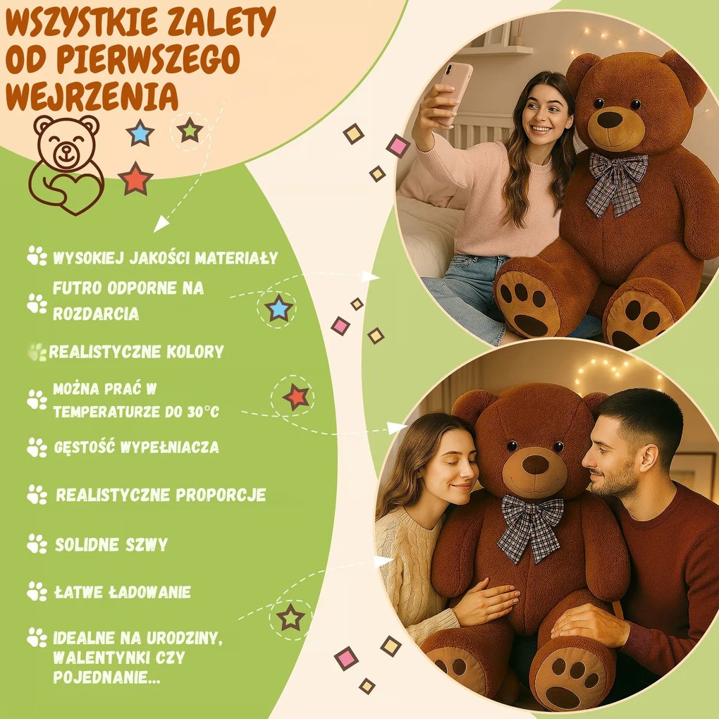 Duży pluszowy miś BENY, 100cm, brązowa Monzana