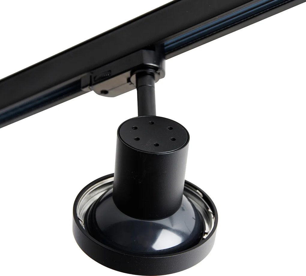 Nowoczesny 3-fazowy system oświetlenia szynowego z 3 czarnymi reflektorami GU10 111 mm lewy - 3-fazowy Jeany