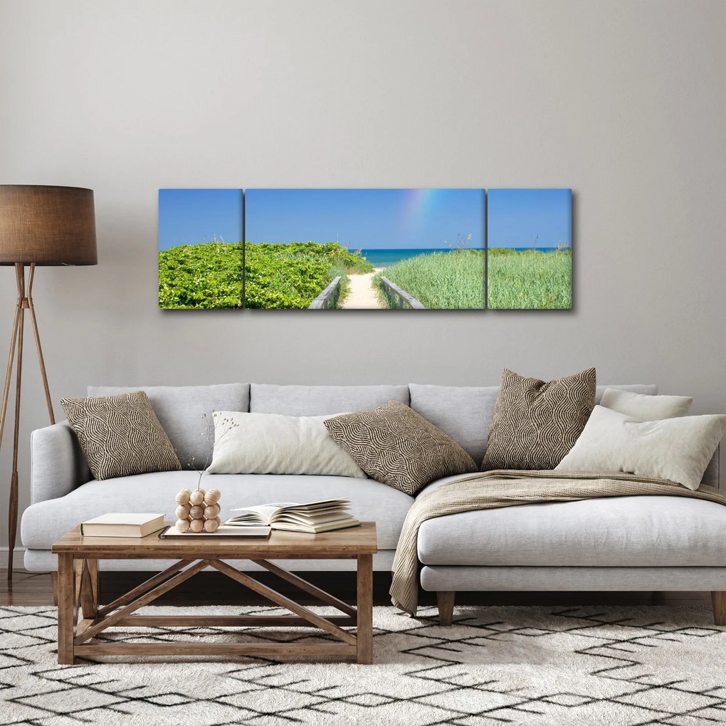 Obraz - Krajobraz i tęcza (170x50 cm)