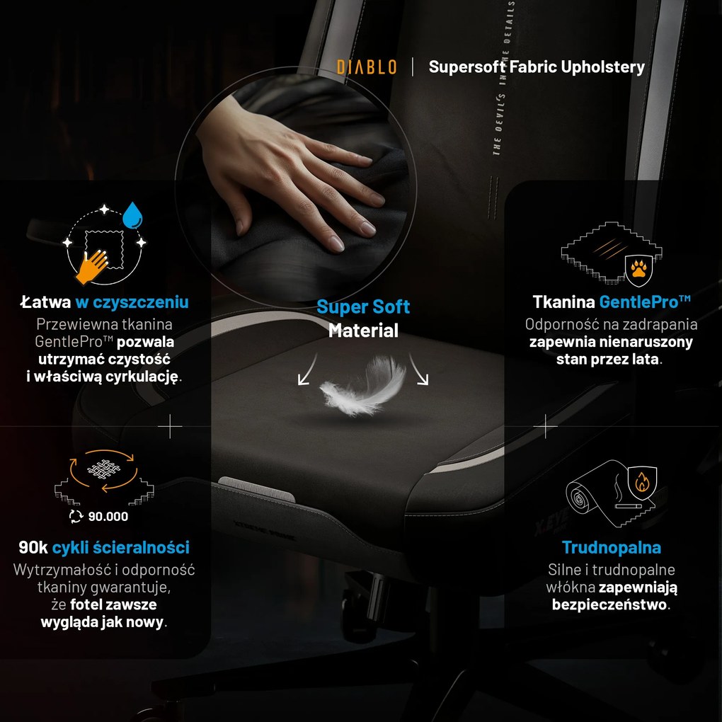 Fotel gamingowy Diablo X.Eye Prime, Normal Size, Burned Black