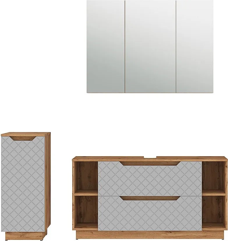 Zestaw mebli łazienkowych dąb/szary ze strukturą płytek 119.2x35x62.5 lotta