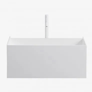 Zestaw Wiszących Mebli Łazienkowych Z Żywicy Zintegrowany Z Umywalką I Oświetleniem Led Nerine - Sklum