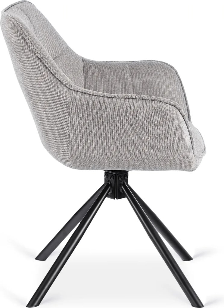 Krzesło Tapicerowane Obrotowe PEONY 2 Szare Nowoczesne Loft