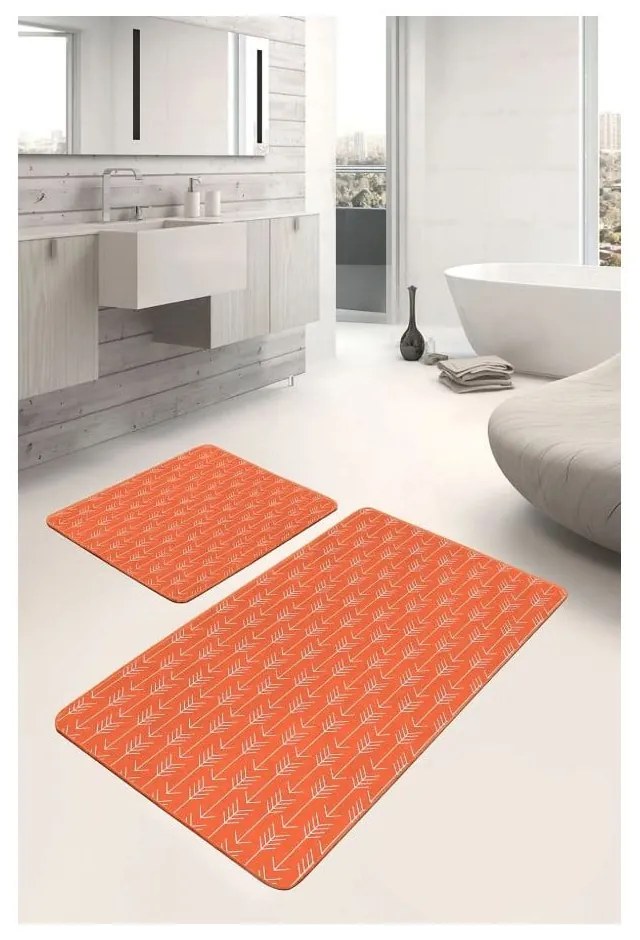 Aksamitne dywaniki łazienkowe w kolorze terakoty zestaw 2 szt. 60x100 cm – Mila Home