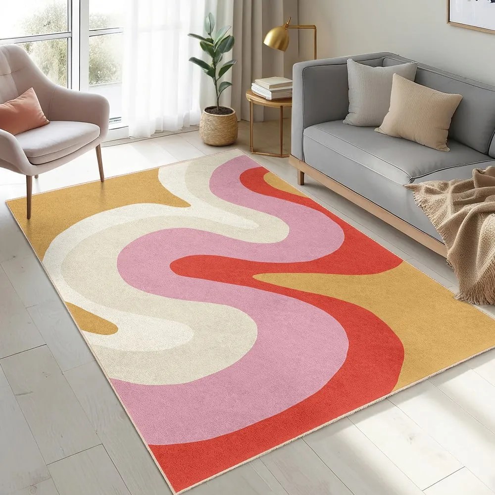 Żółto-różowy dywan odpowiedni do prania 60x100 cm Raspberry Creamsicle – Mila Home