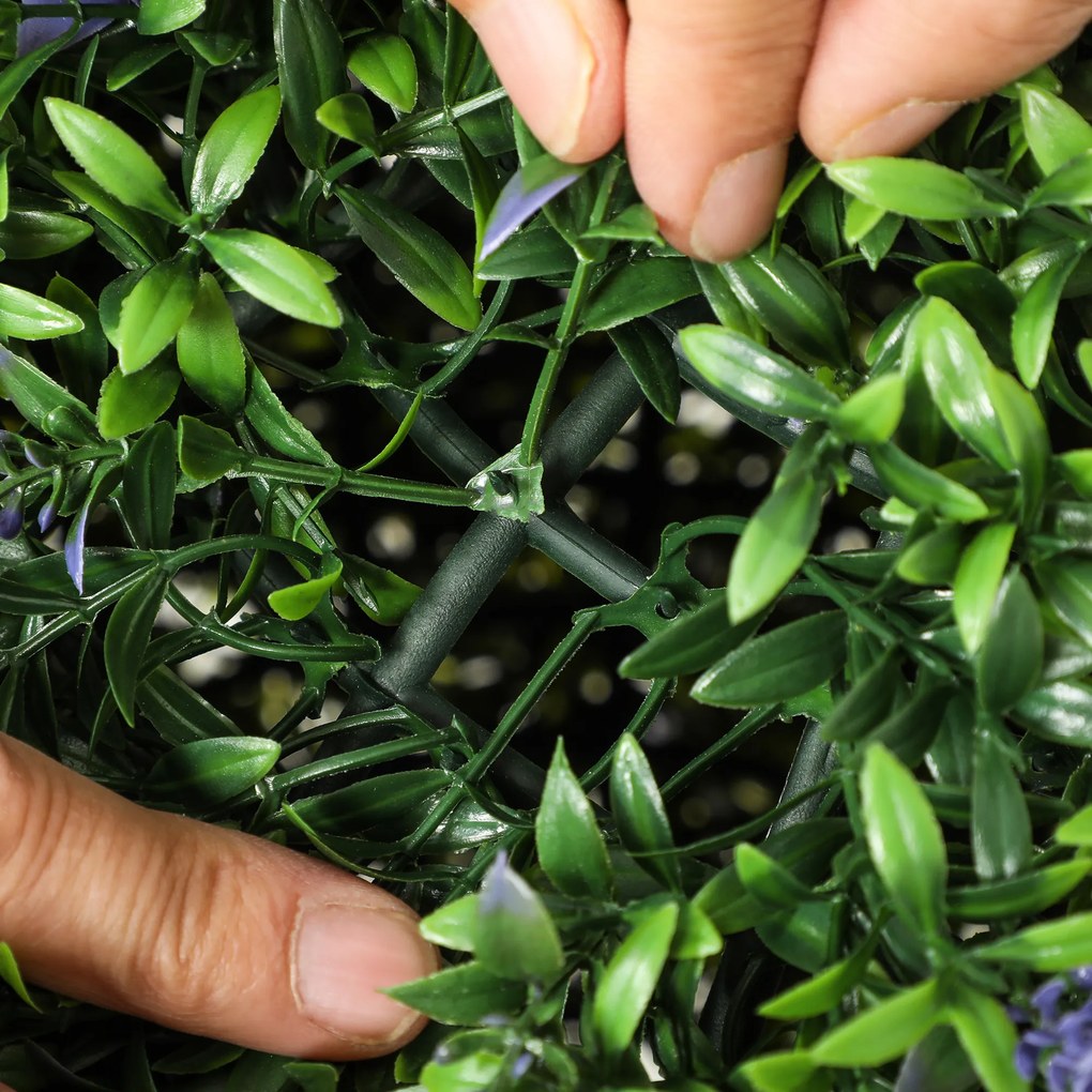 HOMCOM Zestaw 2 Sztucznych Roślin w Kształcie Kulki, UV-odporne, Sztuczne Rośliny do Domu i na Zewnątrz, 42 cm, Zielony+Fiolet