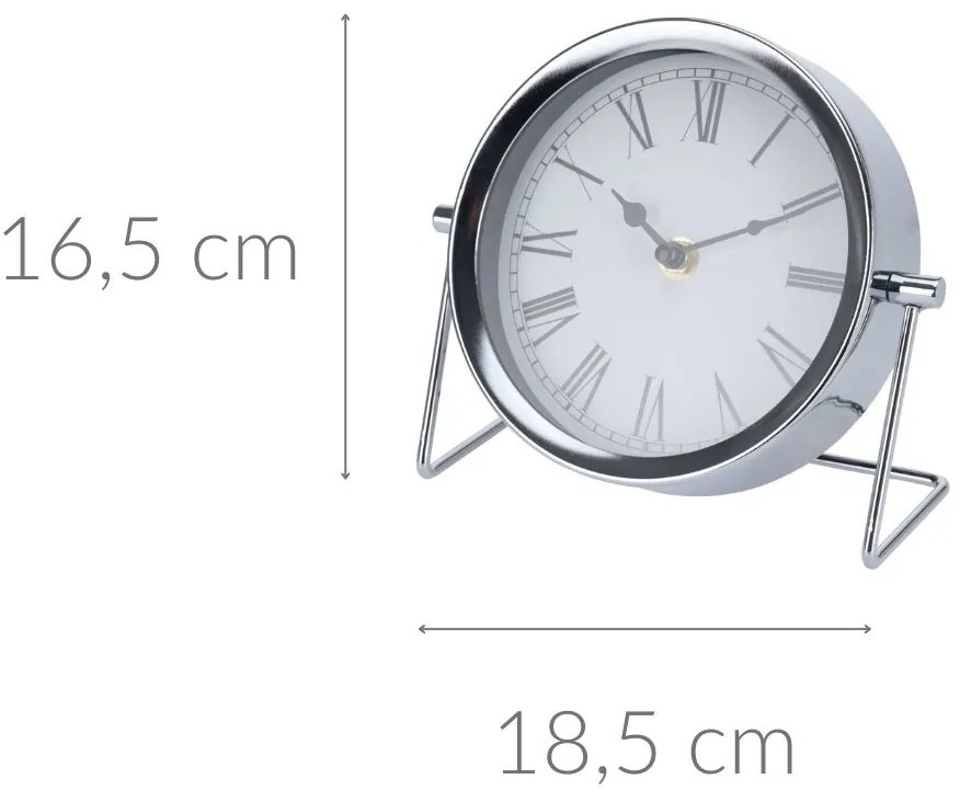 Zegar stołowy okrągły, na metalowej podstawie