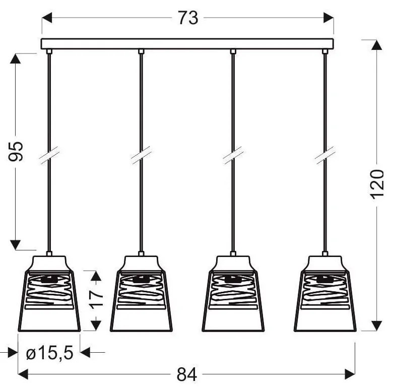 Czarna lampa wisząca ze szklanym kloszem 15.5x84 cm Fresno – Candellux Lighting