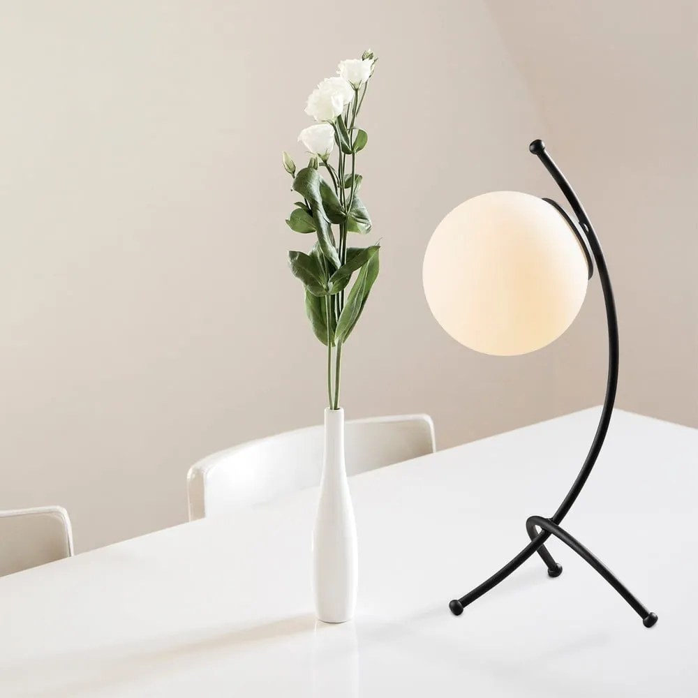 Czarno-biała lampa stołowa ze szklanym kloszem (wysokość 43 cm) Yay – Opviq lights