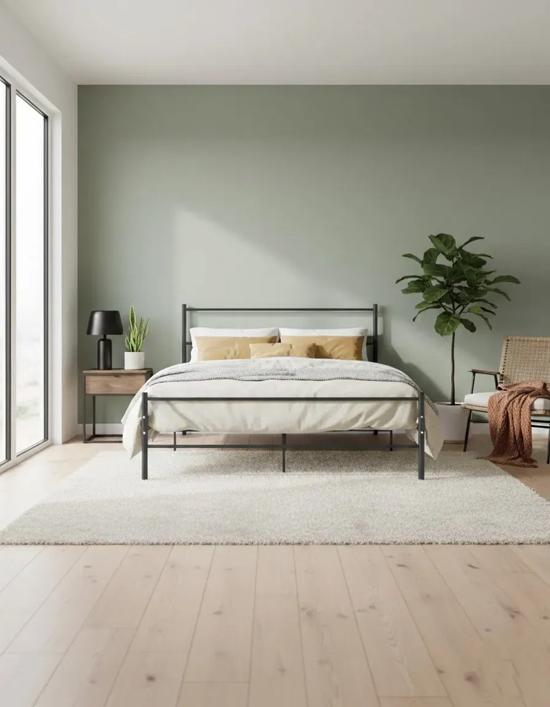 Szare metalowe łóżko dwuosobowe 160x200 cm F0-C13