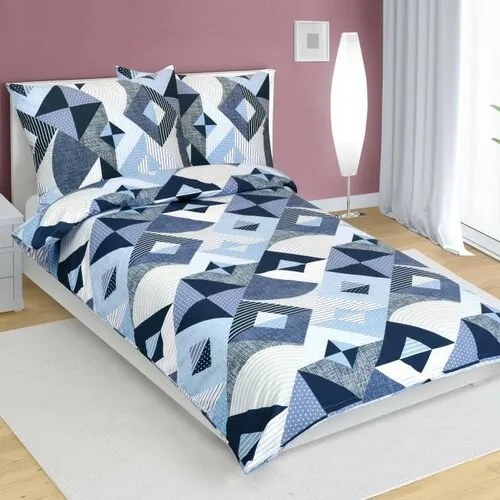 Bellatex Bawełniana pościel Geometria niebieska,140 x 200 cm, 70 x 90 cm
