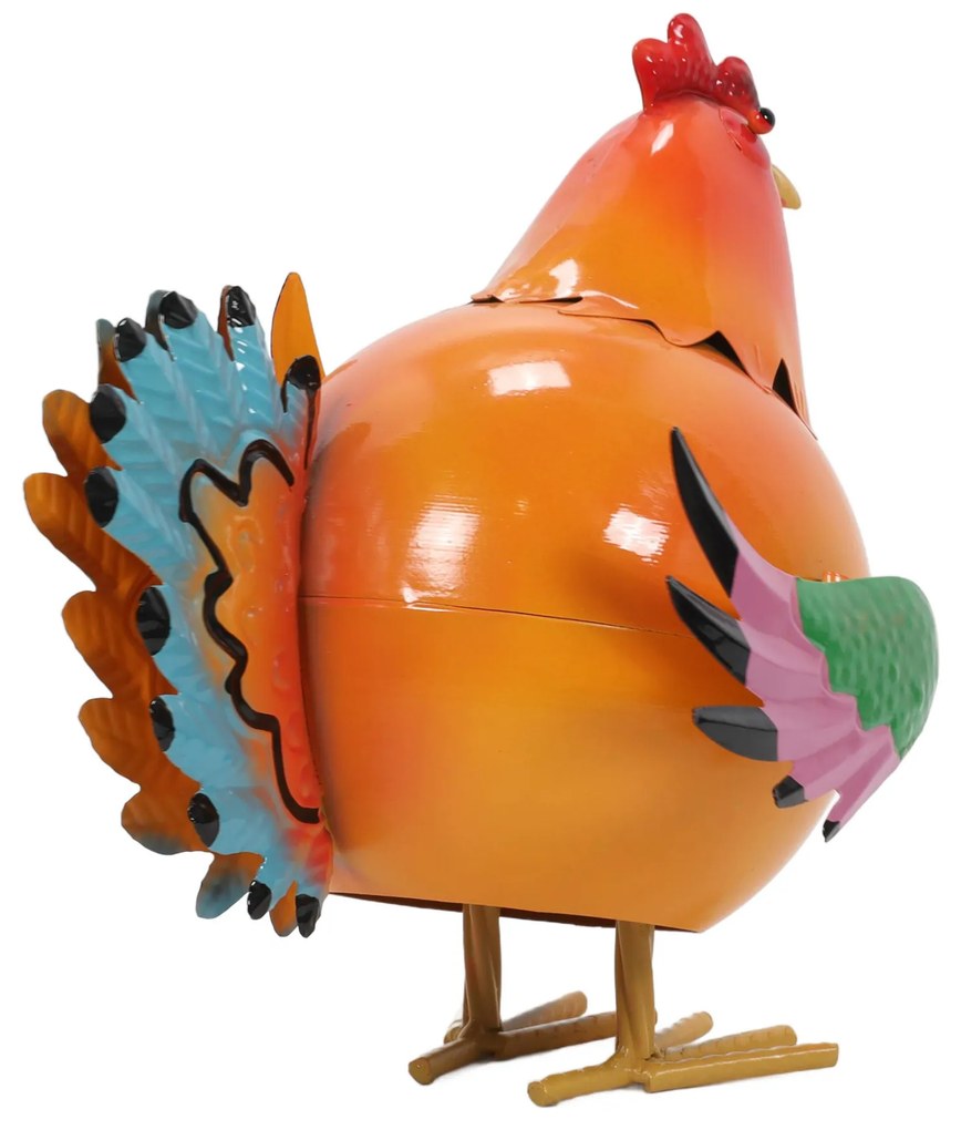Kolorowa figurka metalowy kogut, 21 x 25 x 28 cm