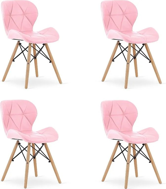 Krzesło Valora WAKO Eco-Leather z różowego drewna bukowego x4