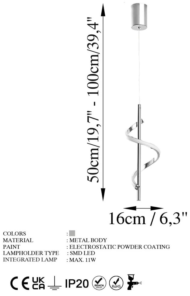 Lampa wisząca LED w kolorze srebra ø 16 cm Likma – Opviq lights