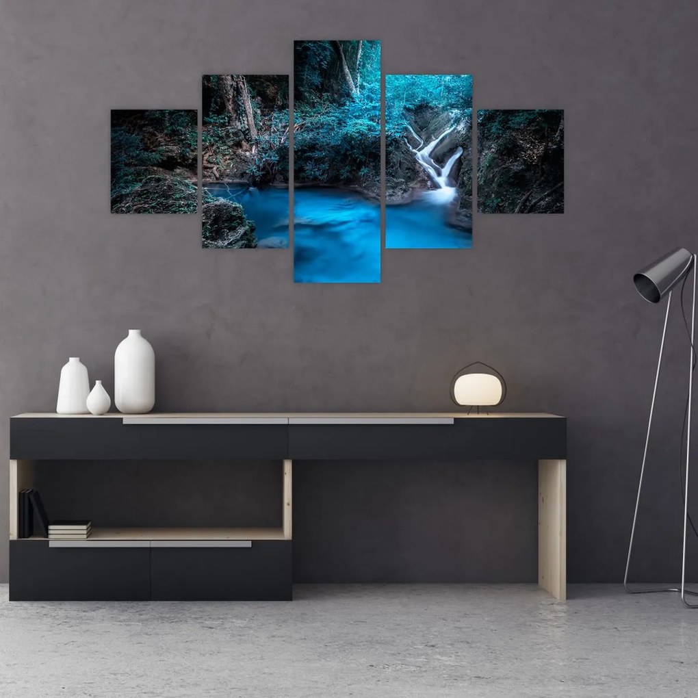 Obraz - Magiczna noc w tropikalnym lesie (125x70 cm)