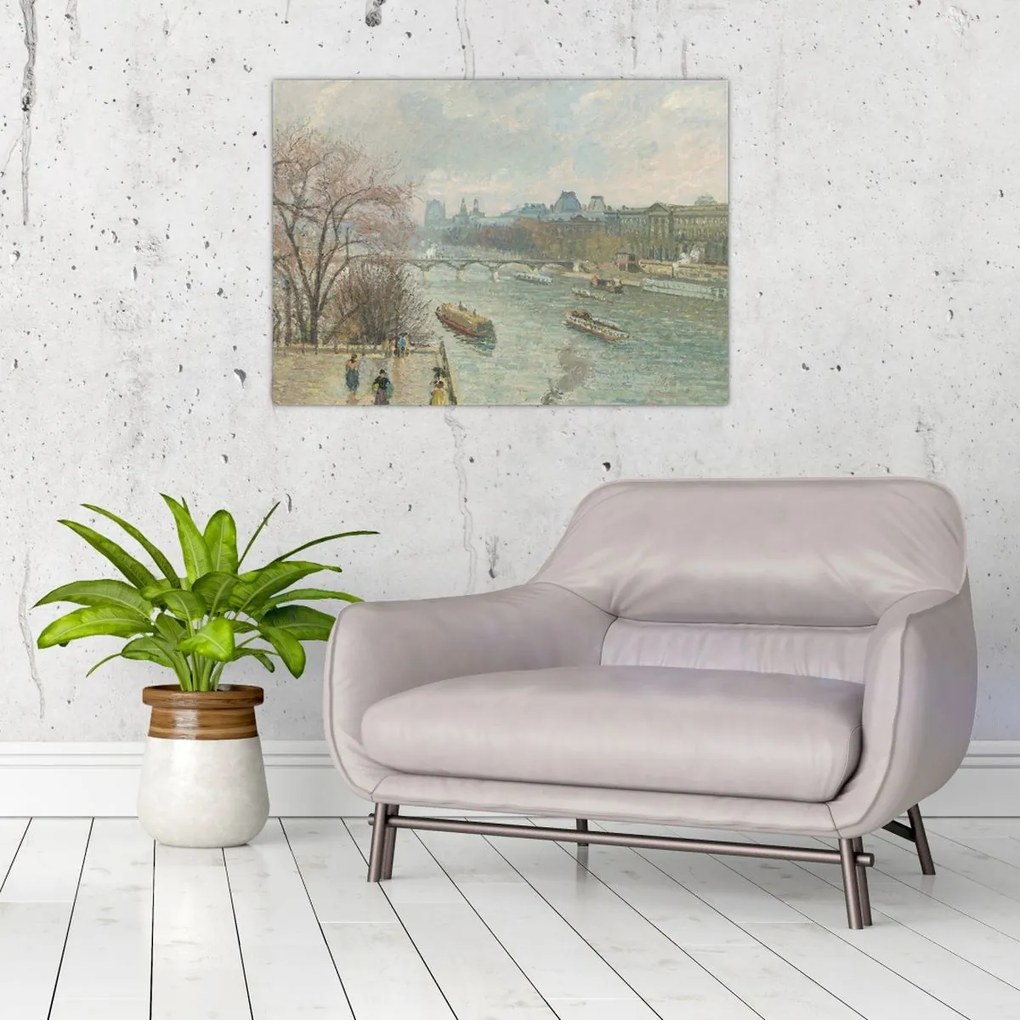 Obraz - Camille Pissarro, The Louvre, Afternoon, Rainy Weather, reprodukcje (70x50 cm)