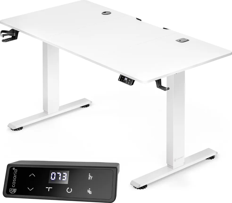 Regulowane biurko biurowe FLEXI, 140x60x72–117cm, białe Casaria
