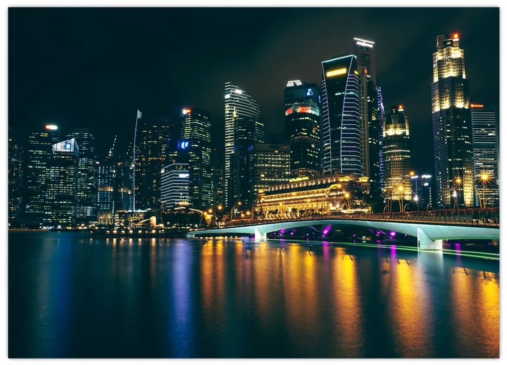 Obraz Singapuru nocą (70x50 cm)