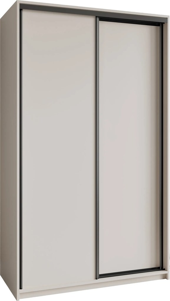 Szafa Przesuwna NISSE 120 cm Szafa Dwudrzwiowa z Szufladami Kaszmir / Czarne Profile