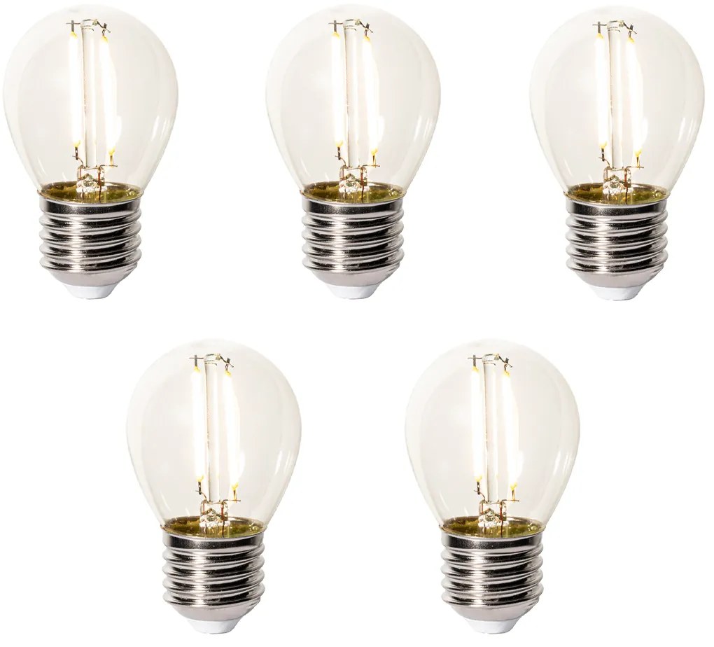 Zestaw 5 ściemnialnych żarówek LED E27 P45 przezroczyste szkło 3W 350 lm 2200K