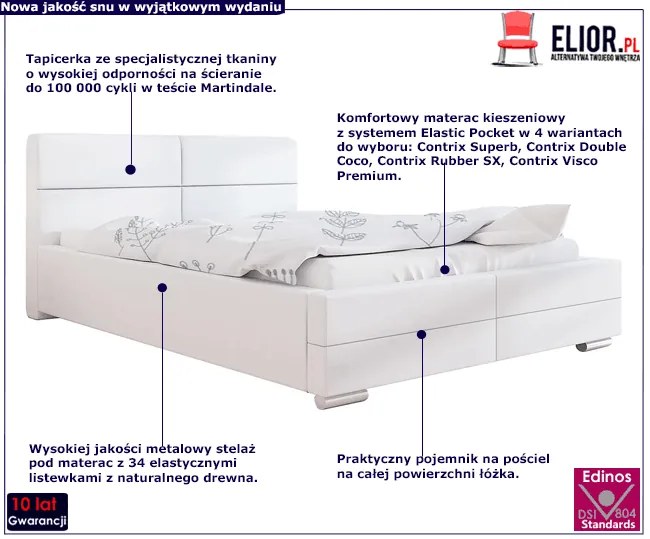 Dwuosobowe łóżko z pojemnikiem 180x200 Erli 3X - 36 kolorów