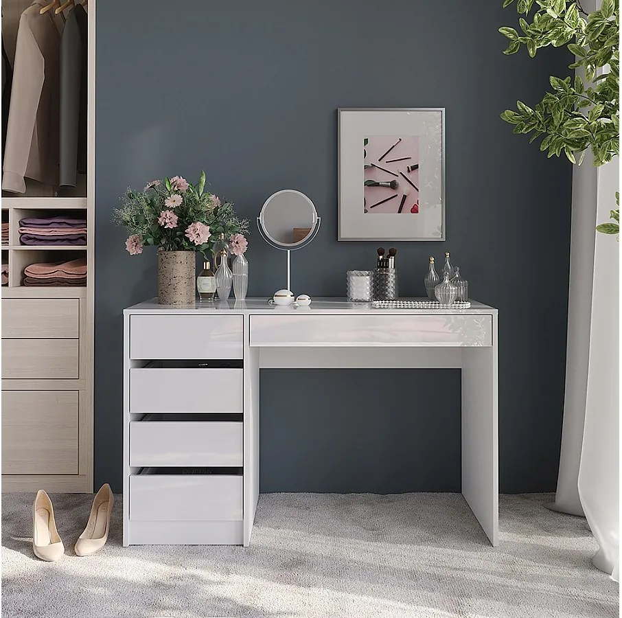 Stół do toalety biały/biały wysoki połysk 119.8x50.1x76 sherry