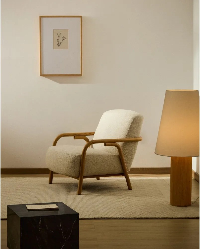 Beżowy fotel z tkaniny szenilowej Sylo – Kave Home