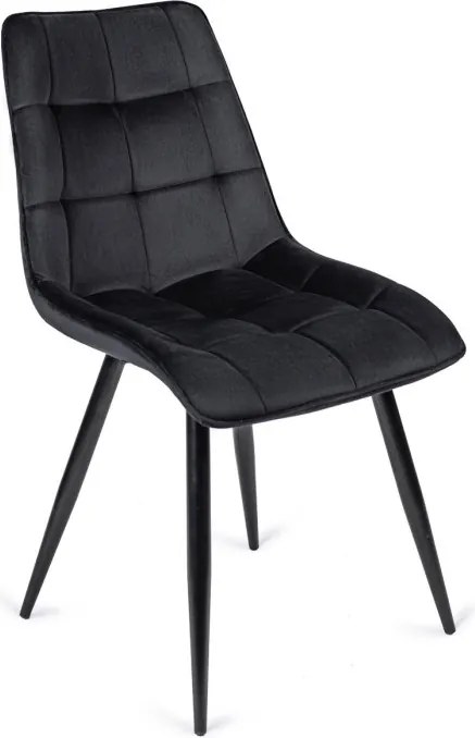 Krzesło Tapicerowane do Jadalni RIO Czarne Welurowe Nowoczesne Loft